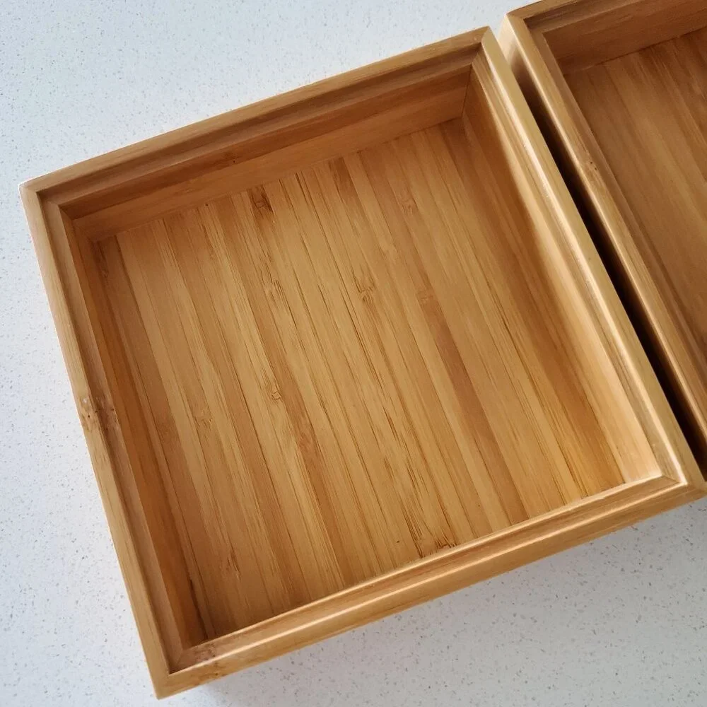 Crate & Barrel 3 Tier Bamboo Box Organizer, Jewelry Box